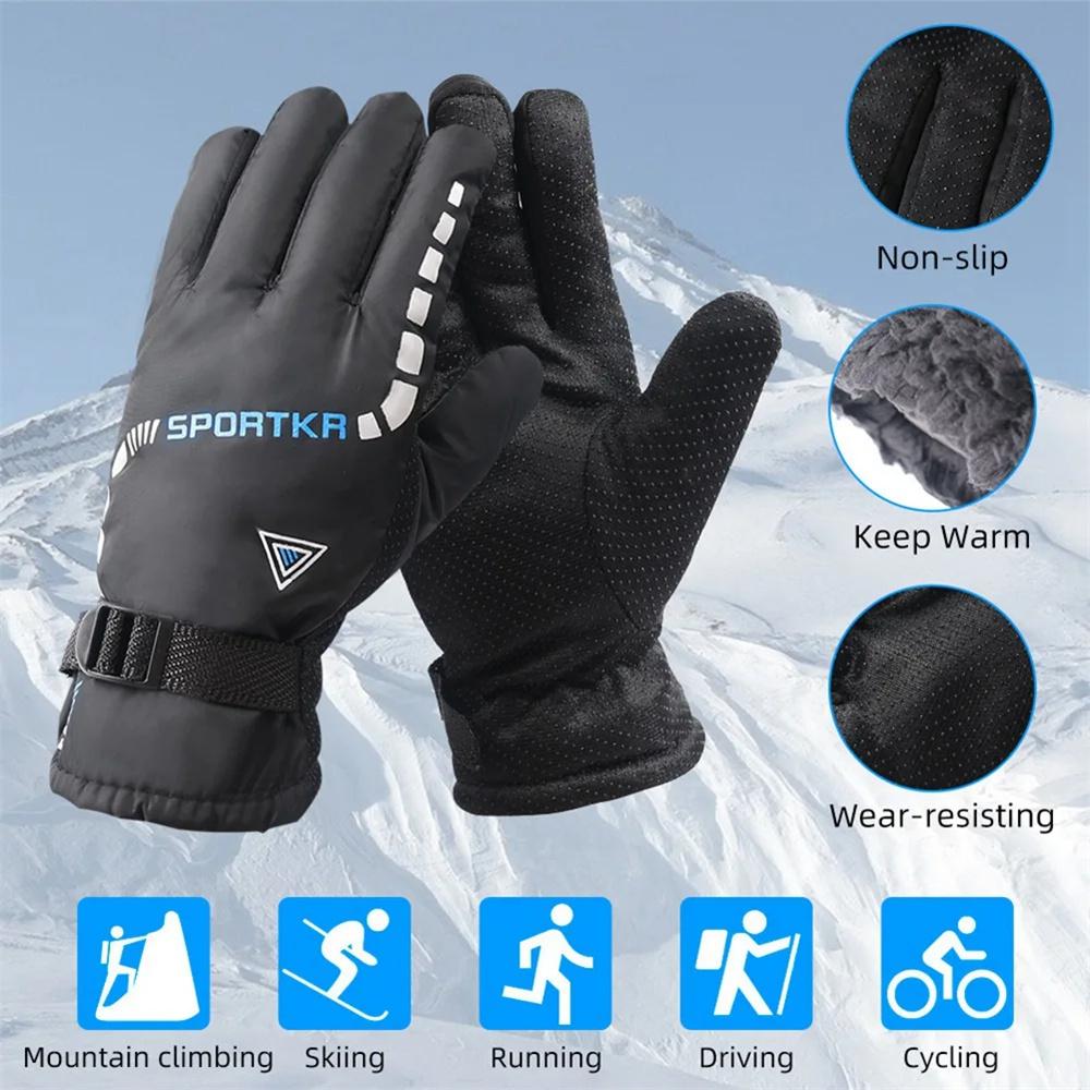 Winter Warm Fleece Gloves for Men Women Waterproof Windproof Skiing Running Outdoor Non Slip Full Finger Mittens