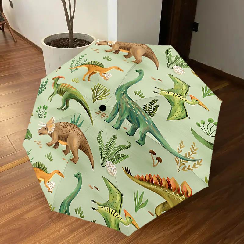 1PC dinosaur patternAutomatic Open/Close Umbrella with Windproof, 8-Rib Sturdy Canopy, Durable Ribs, Fashionable Design, Outdoor Accessory, Fun Prin,