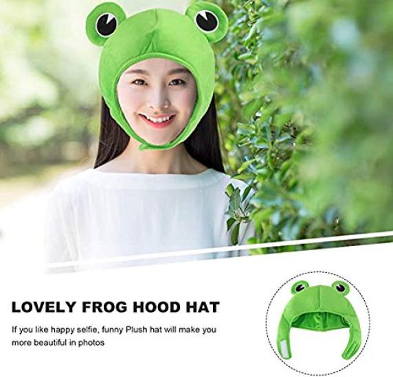 Bestmaple Animal Cap, Plush Headgear, Cute, Fluffy, Plush Cap, Mask Animal Costume (Frog)