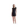 Simple Comfortable Letter Print Round Neck Short Sleeve Dress Women Dresses Black 40WP334-001