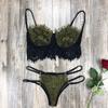 Sexy lingerie set with lace patchwork and sexy three piece lace lingerie with hollow out straps for women's lingerie set