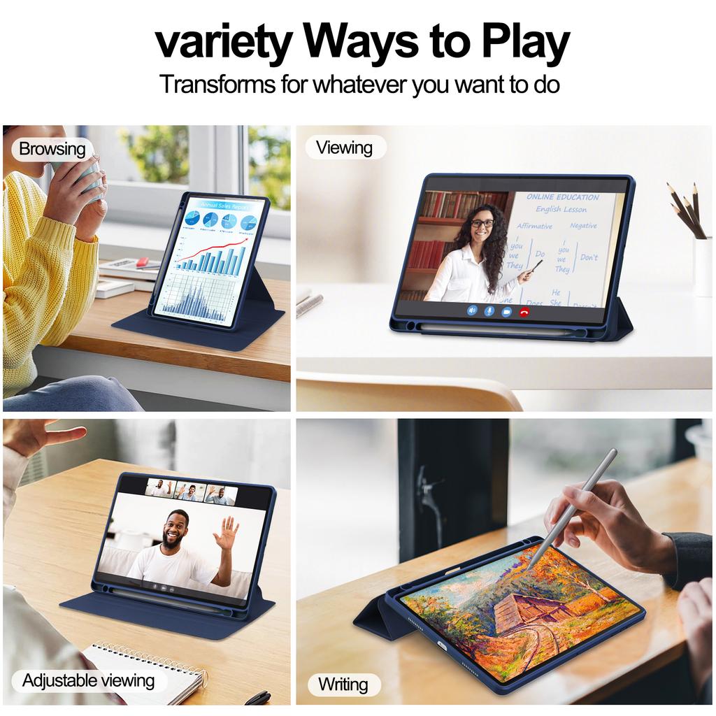 For Honor Pad X8a Case 360 Degree Rotary Stand PU Leather+Acrylic Tablet Cover (Without Keyboard)