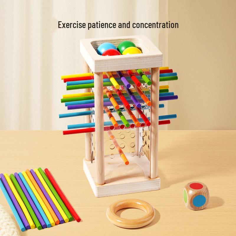 Early Education Wooden Pick-Up Sticks: 3-in-1 Color Recognition, Parent-Child Interaction, and Balance Table Game.