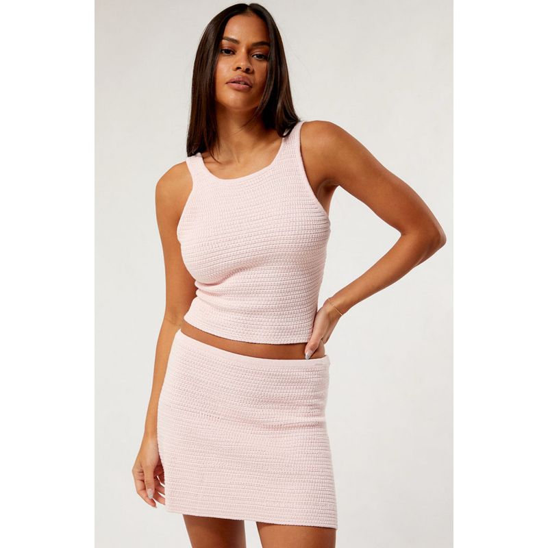 

LA * Heart * S Sweet Plaid Figure-Flattering Tina Knitting Mini Skirt Skirt Light pink/Single vest M