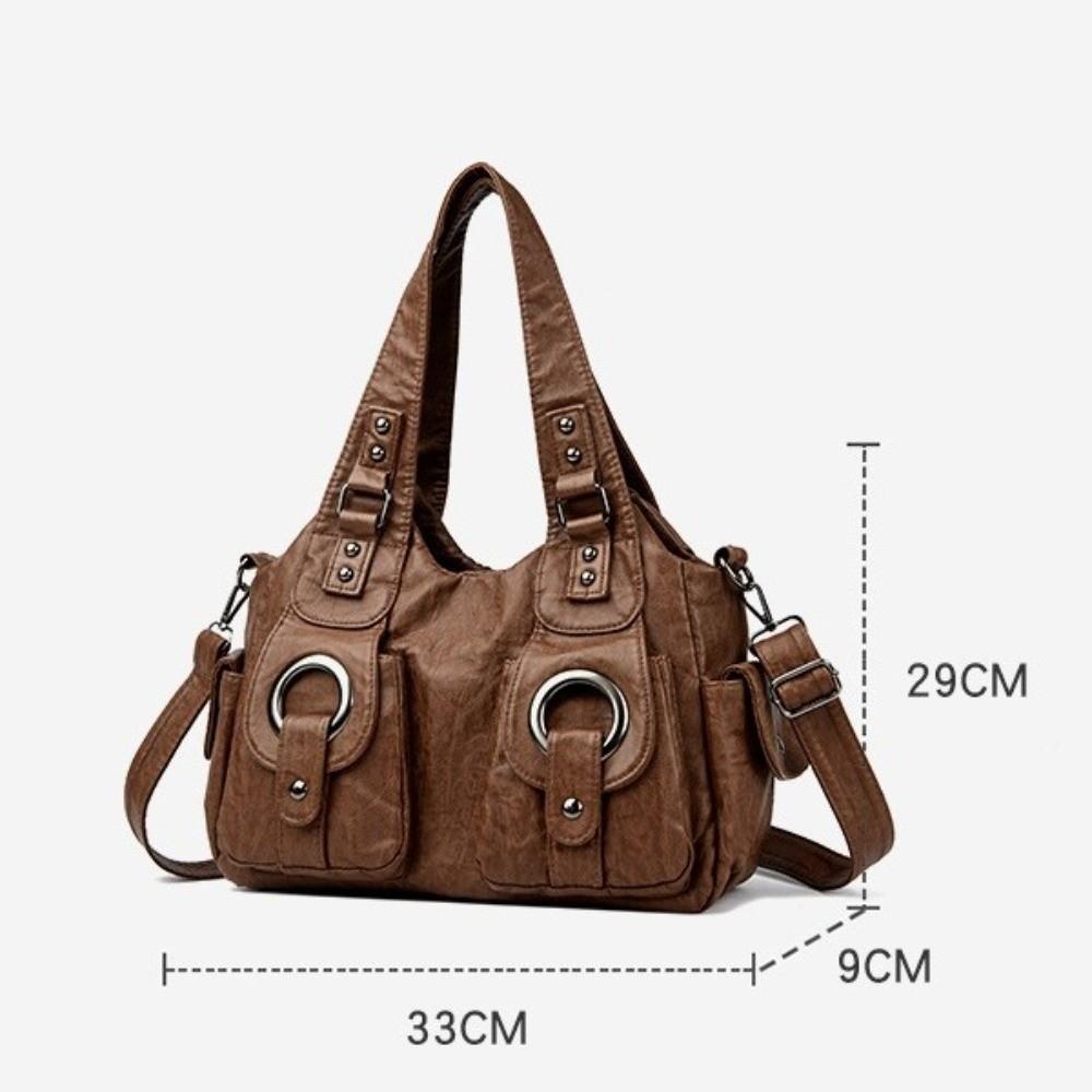 Fashion Pu Leather Handbags Soft Large Capacity Tote Bags Multifunctional Retro Crossbody Bag Women