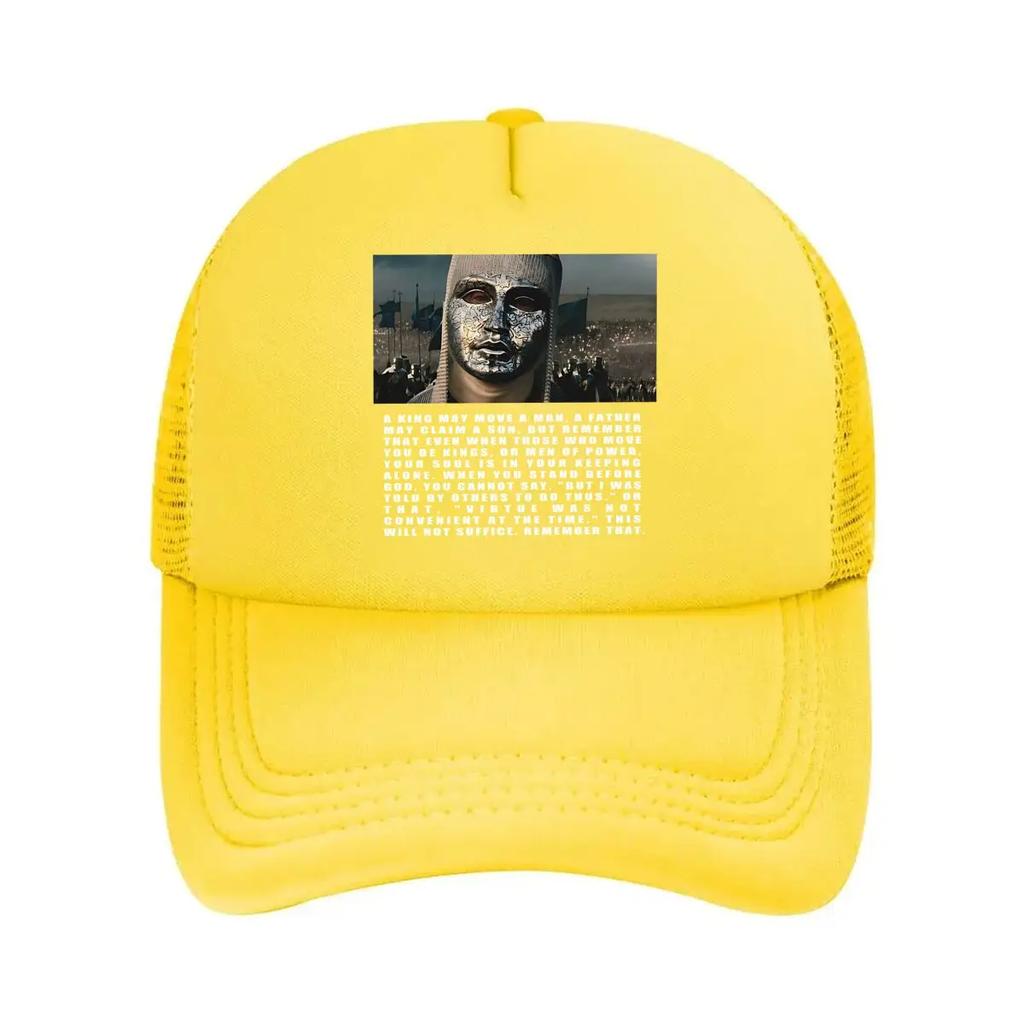 Masked Figure Mysterious, Text - Accompanying Portrait Art Design Mesh Baseball Cap