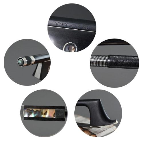 VINGOBOW Carbon Fiber Violin Bow, 4/4 Size. Made with Natural Black Horsehair for a Bright Sound and Guaranteed Quality!