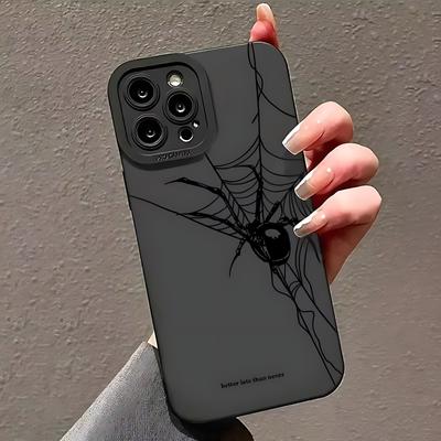 Custodia Nera Ragnatela di Halloween per iPhone 17 16e 16 15 14 13 12 11 Mini Air Pro Max X XR XSMax 8 7 6 6S Plus Copertura Morbida