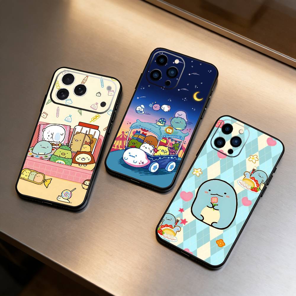F-Sumikko Gurashi Phone Case For iPhone17,16,15,14,13,12 Plus,Max Soft Silicone Black Cover