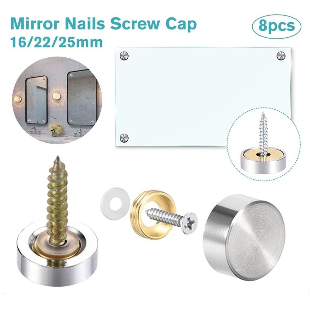Home Improvement Stainless Steel Mirror Nails Screw Cap Silver 16/22/25mm Screws Decorative Cap Decoration Screw Covers Mirror