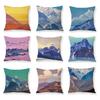 Painted Snow Mountain Sunset Colorful Sky Retro Pillow Case Sofa Model Room Decoration Pillow