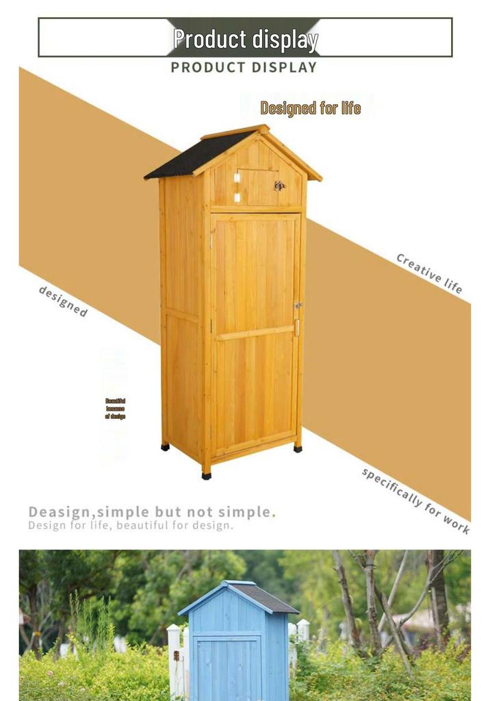 Outdoor Wooden Storage Shed: Anti-corrosion, Waterproof, Sun-Protected Cabinet for Garden, Courtyard, and Balcony.