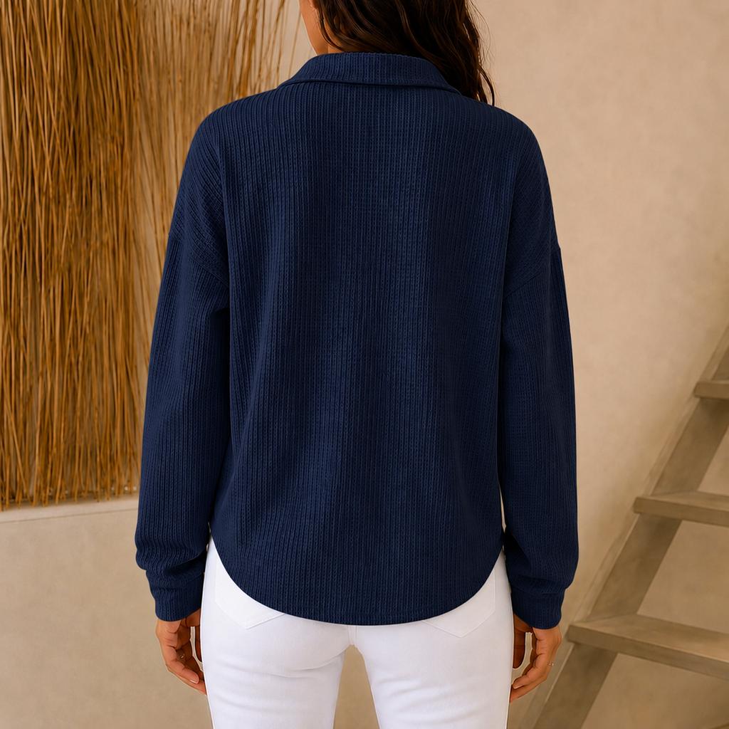 Women's Casual Long Sleeve Knit Zip Front Collar Loose Fit Jacket