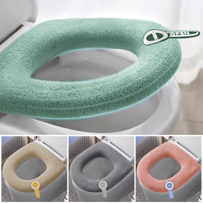 Coprisedile WC universale con manico Morbido colore solido caldo Comodo cuscino per sedile WC a forma di U Accessori per WC da bagno