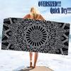 Ultra Fine Fiber Black Floral Beach Towel, Lightweight Comfortable for Swimming Diving Summer Fun