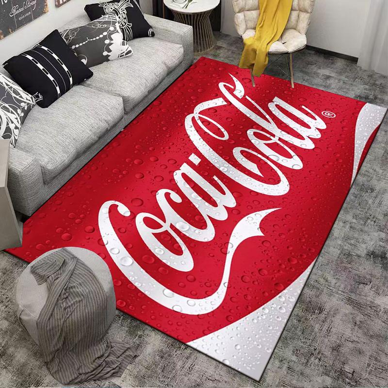 "Red Carpet with Coca-Cola Logo Design and Water Droplets Texture" Suitable for Use As an Anti-slip for Living Room Bedroom Sofas