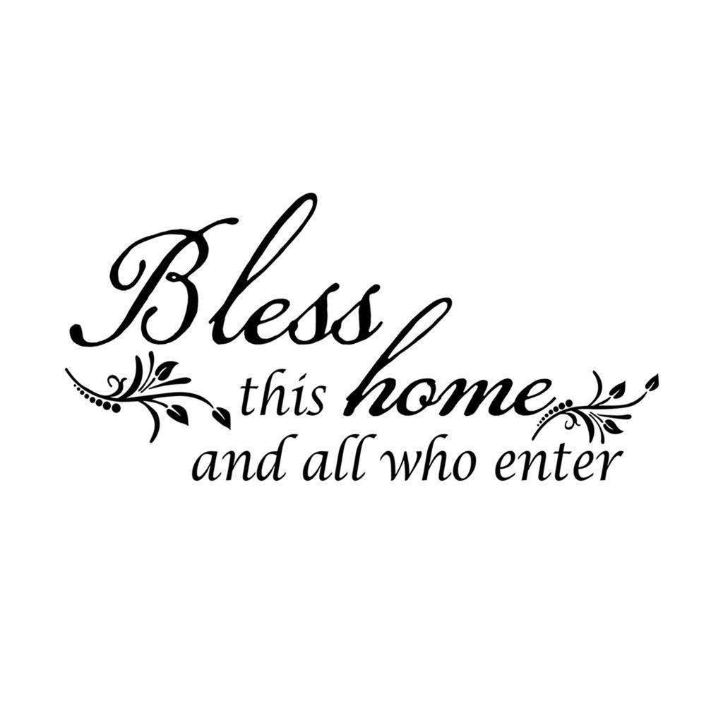 Požehnaný tomuto domovu a všem, kteří vstoupí do vinylové samolepky na zeď Samolepka s dekorací do obývacího pokoje