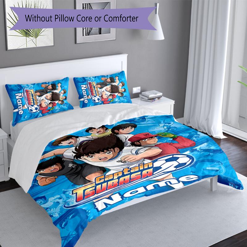 3pcs Custom Name Captain Tsubasa Dream Team Set,Includes 1 Duvet Cover and 2 Pillowcases,All-season Bedroom Decor