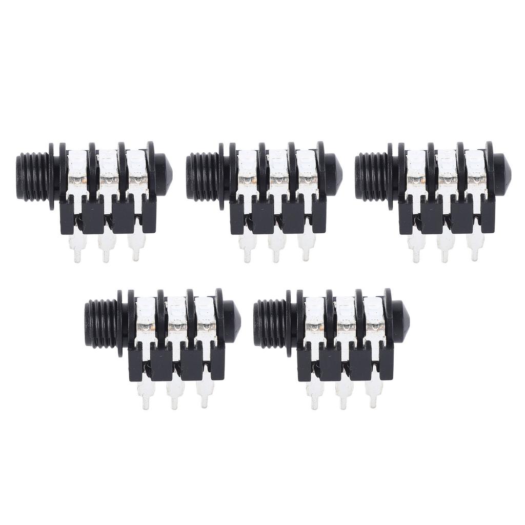 5Pcs Stereo Jack Socket 6.35mm 6P Microphone Connector Pickup Jack Socket for Replacement Reverse