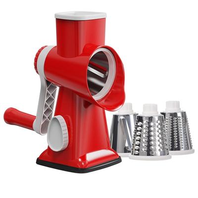 3-In-1 Rotary Cheese Grater, Manual Vegetable Slicer And Nut Grinder, Stainless Steel Kitchen Shredder