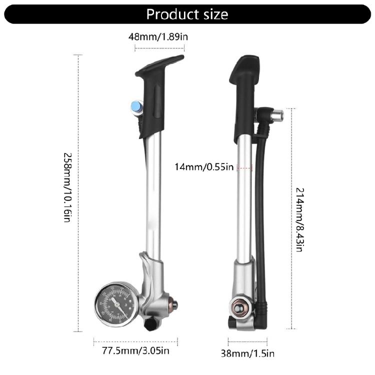 Aluminum Bike Suspension Pumps 400psi Accuracy Gauges Front Fork Inflator Rotating Hose For Valves