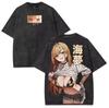 Marin Kitagawa Kanji Text Bikini Girl Back Graphic Print T-shirt Washed Oversized Cotton Casual Streetwear Tee For Manga Fans