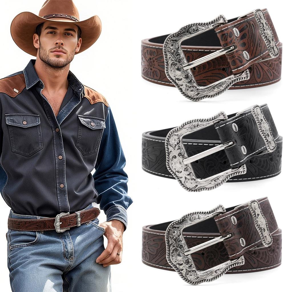 Western Cowboy Belt Adjustable PU Leather Strap Practical Friendly Fashion Accessory For Men Women