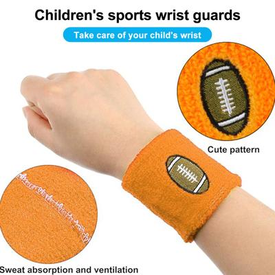 2 pièces enfants sport bracelet balle broderie extensible respirant absorbant la sueur garçons filles tricoté basket-ball volley-ball poignet protecteur bandeau
