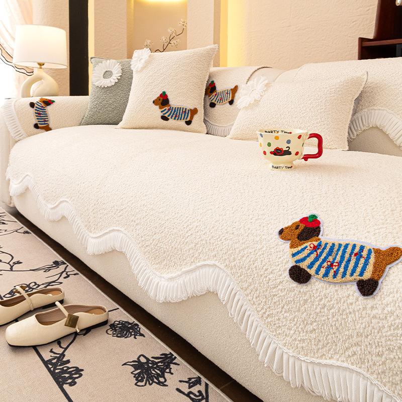 

Special-shaped sofa cushion is universal in all seasons 2025 new seat cushion cream wind one-piece leather sofa special cover cloth non-slip 30 * 50 waist pillowcase