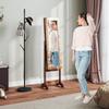 Freestanding Jewelry Cabinet with Mirror, Multiple Compartments, LED Lighting, Rustic Brown