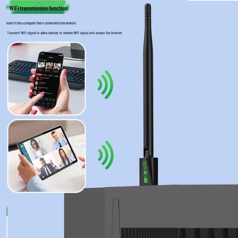 WiFi6 USB Network Card AX300: 286Mbps Wireless Receiver & Transmitter, Driver-Free for Computers