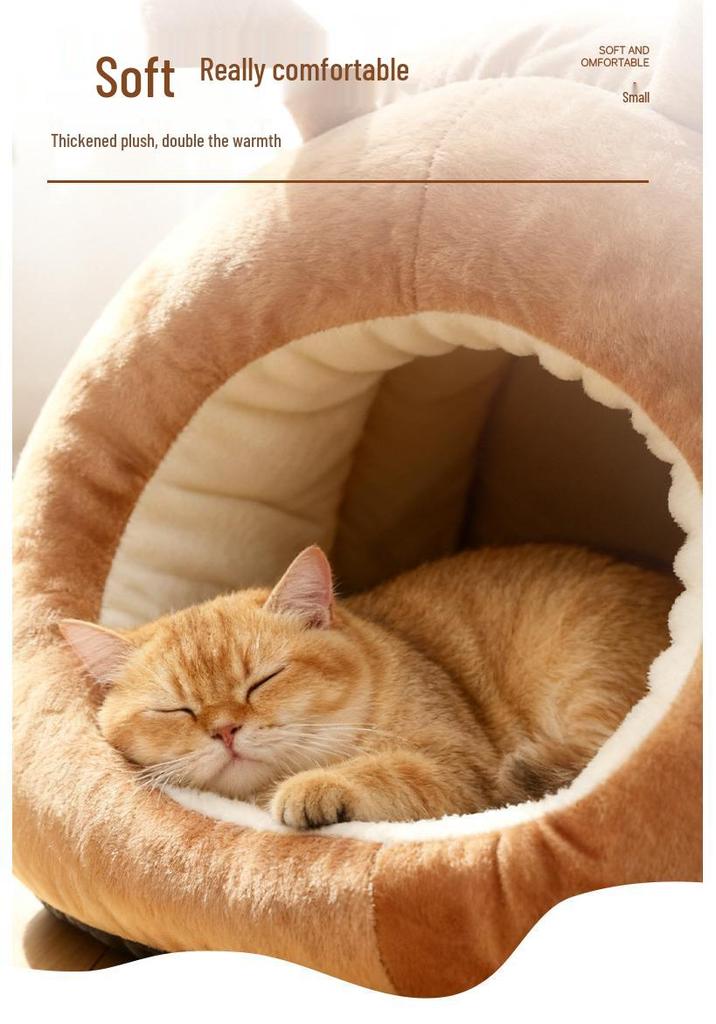 Cozy Warmth Closed Nest for Medium & Small Dogs and Cats - Ideal for Deep Sleep & Kitten Kneading.
