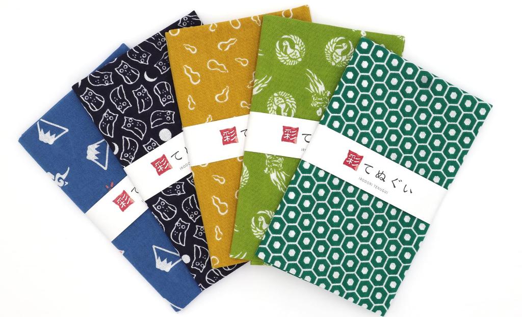 Irodori Komon Tenugui Hand Auspicious Set of 33 X 88cm (Tenugui Towels), Pattern, Fray-Resistant, 5, (TE-X5-06012M-IR)