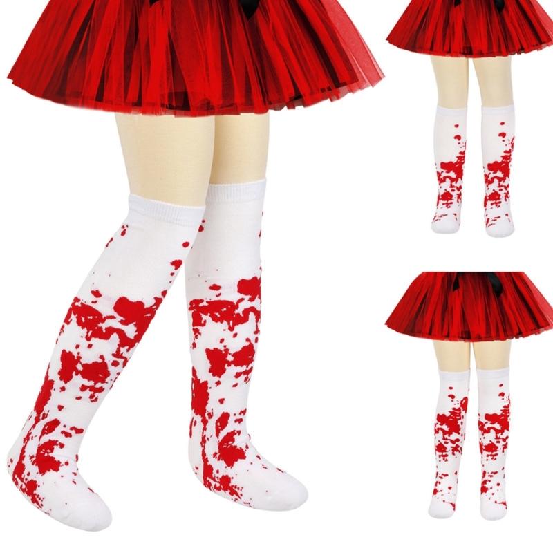 Halloween Bloody Stockings Thigh High Stocking Knee Highs Socks for Halloween Cosplay Party Printed Long Tube Socks