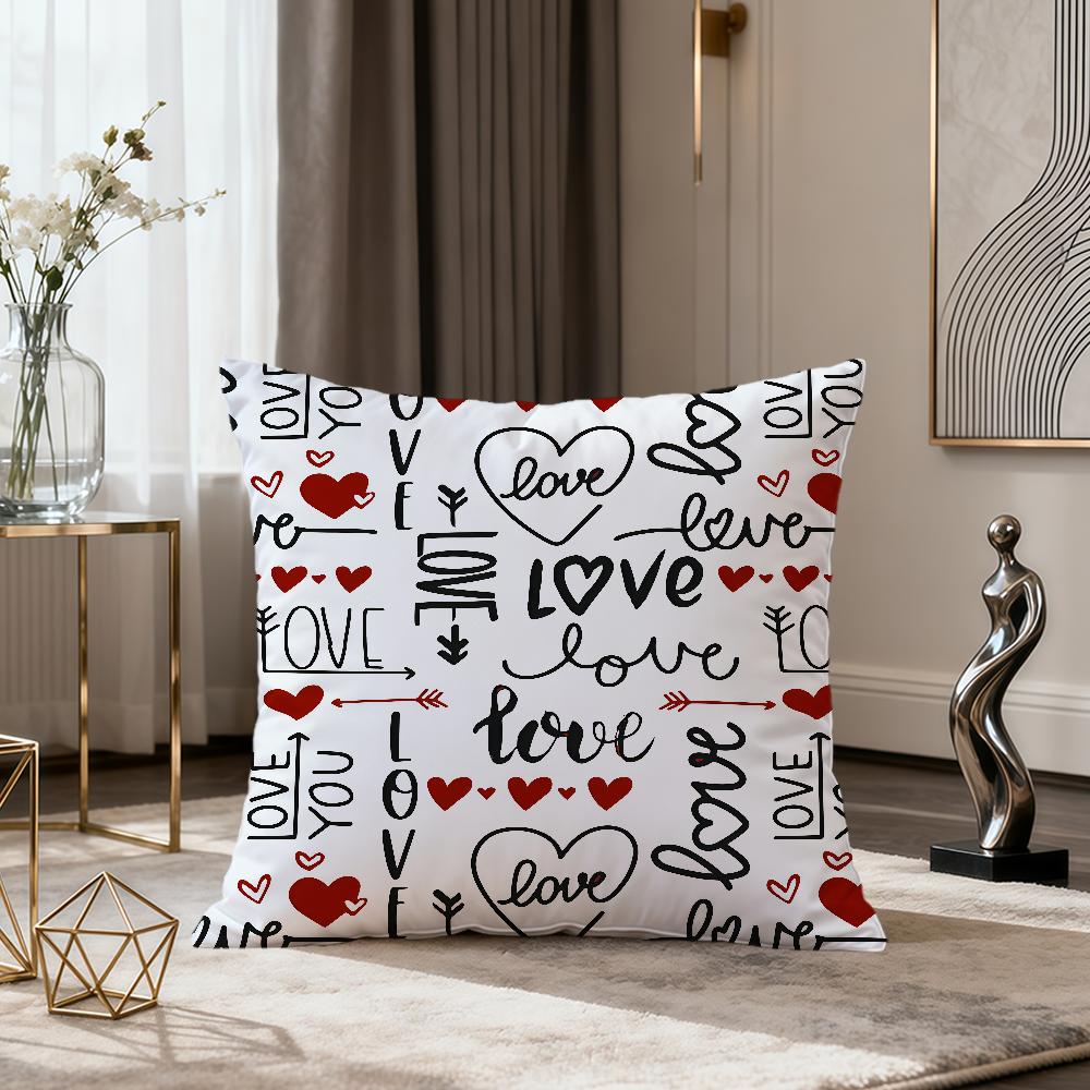 Fashion Modern White Day Loveyou Art Valentines Day Soft Comfort Pillowcase Sofa Nap Living Room Party Home Decor Pillowcover