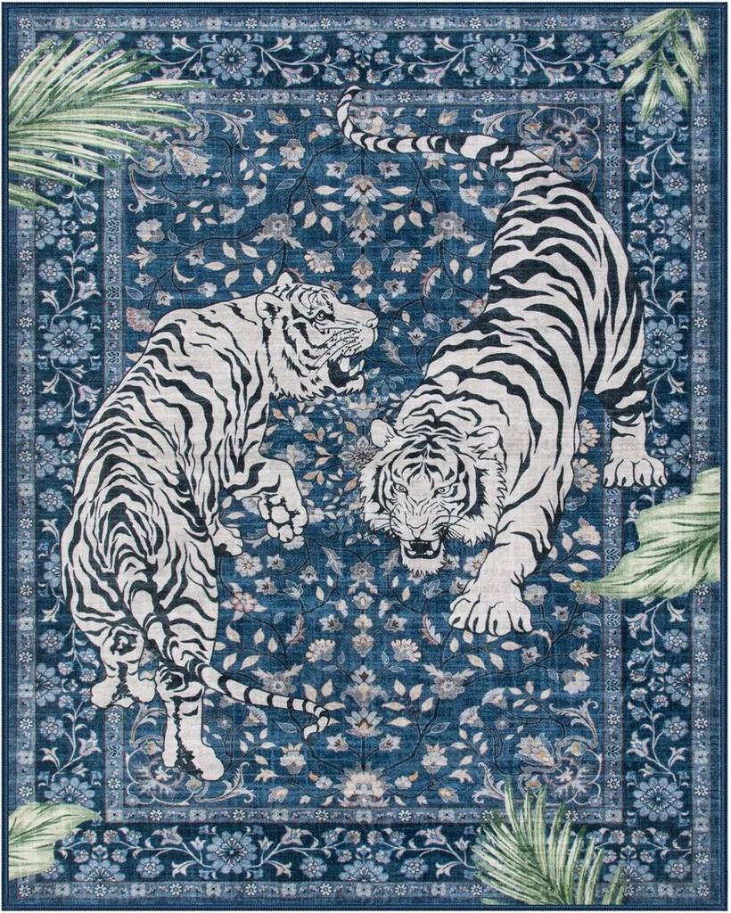 Senior Jungle Tiger Pattern Cute Room Decor Rugs Soft Antiskid Living Room Dining Room Carpet Easy Cleaning Entrance Door Mat