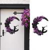 Halloween Wreath for Front Door Moon for Cat Rose Flower Garland Hanging Ornament Farmhouse Home Indoor Outdoor Decorations