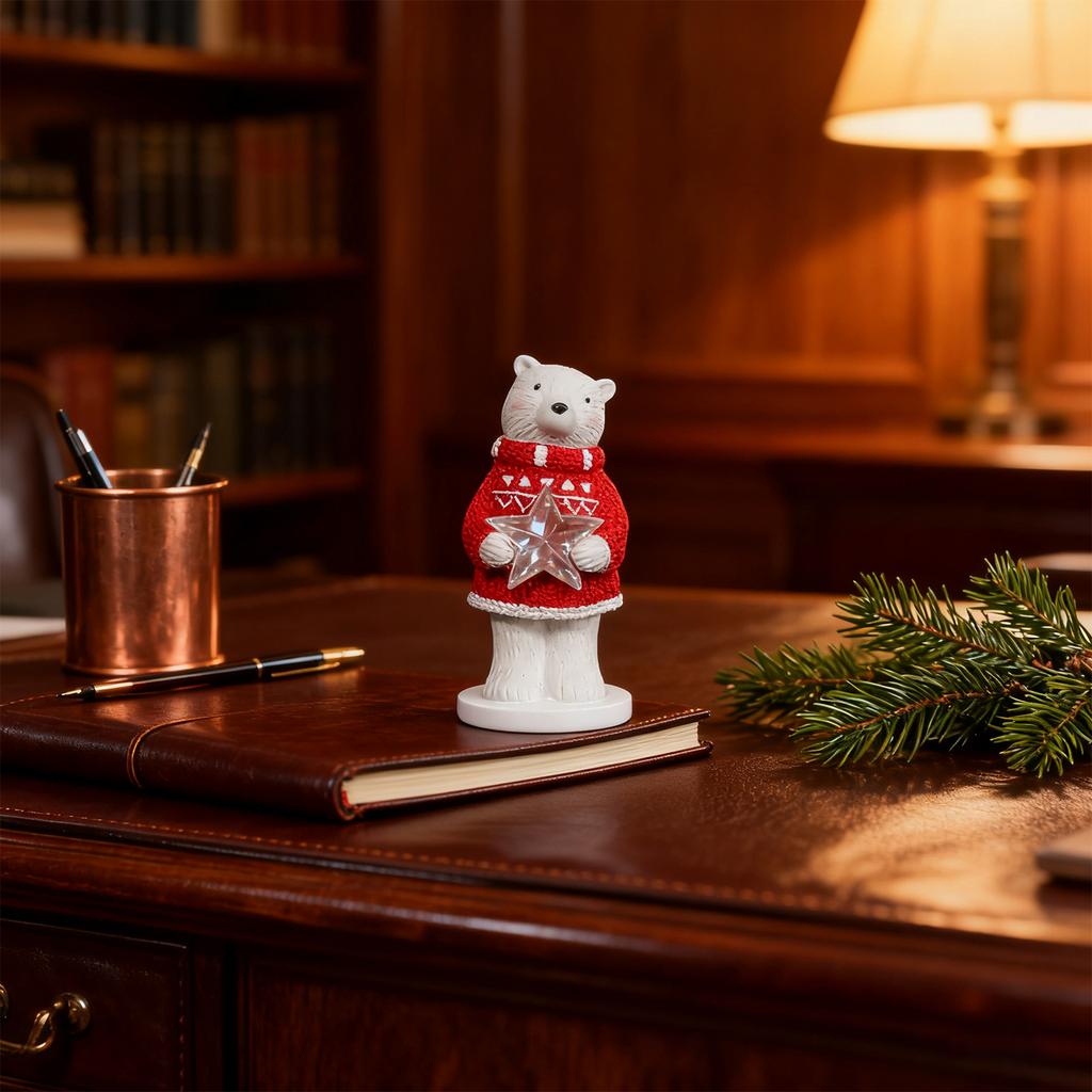 Christmas Decoration ! 1 Piece Resin Christmas Bear Decoration Figurine, Christmas Figurine, Bear Holding A Star, Snowflake, Christmas Tree Decoration