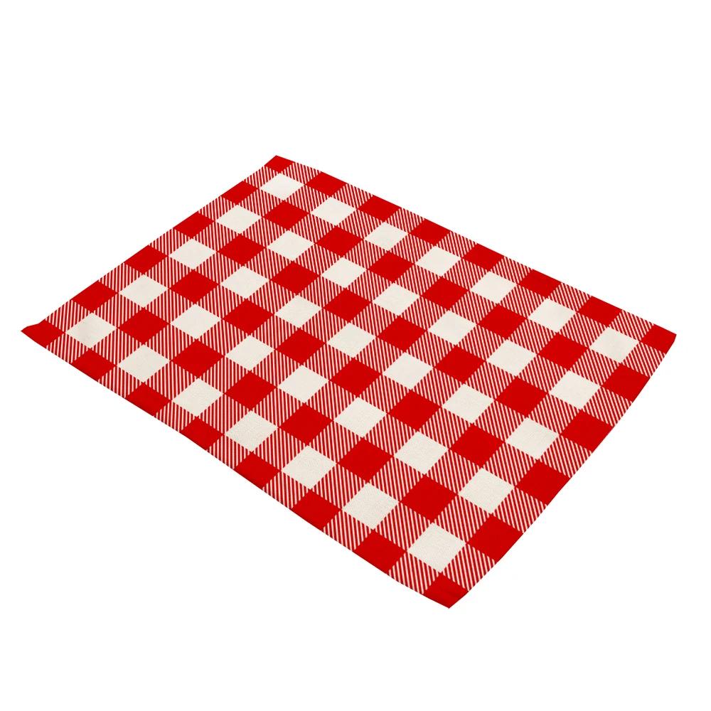 Classic Big Scotland Plaid Placemats Print Pink Khaki Navy Blue Grid Cup Pads Kitchen Dining Room Vintage Holiday Drink Coaster