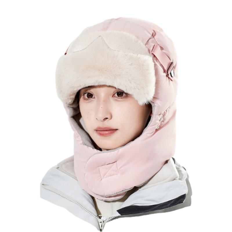 Winter Warm Ear Flap Caps Trapper Hat with Face Cover & Goggles Windproof Hat for Skating Skiing Outdoor Activities