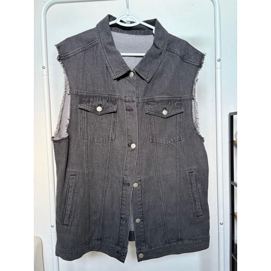 WEGO Oversized Denim Vest Gray