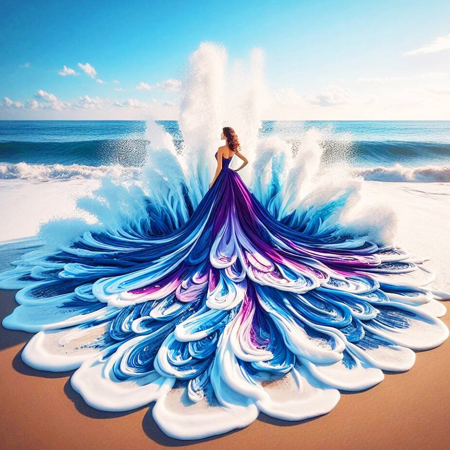 

Алмазная мозаика своими руками Вечернее платье Женщина Полная алмазная живопись Морской пейзаж Домашний декор Стразы Round 30x30cm