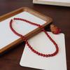 Colar de Contas de Ágata Vermelha Natural Gargantilha Choker Carnelian Redondo Vintage para Mulheres Joias Elegantes para Uso Diário