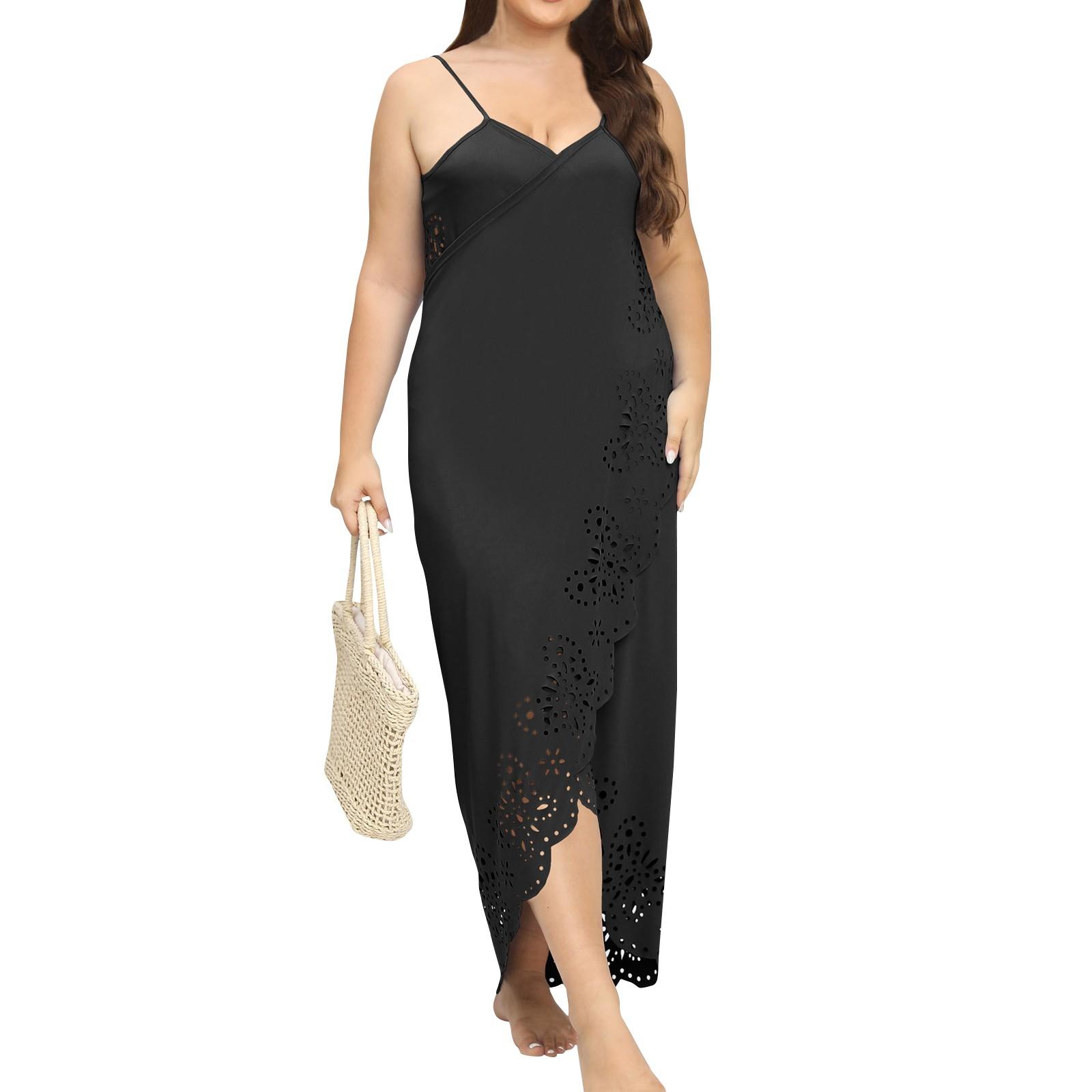 Robe De Plage Femme Dentelle Fleurie - Sans Manches, Jupe Bulle - Taille Plus - Neuf Étiqueté