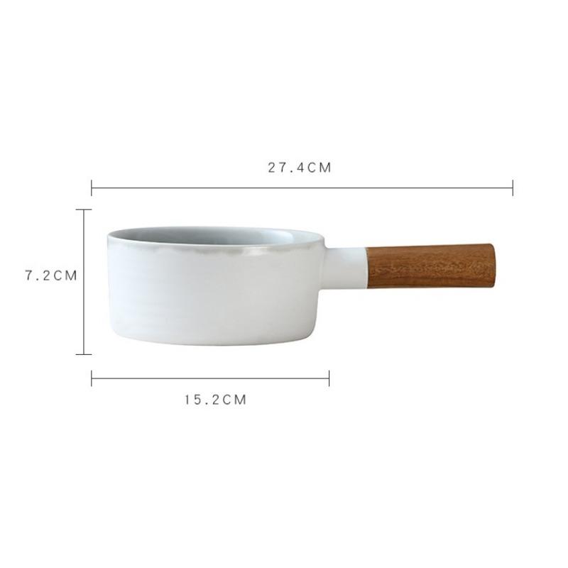 Ceramiczna miska na sałatę z drewnianą rączką Miska na zupę Miska do serwowania owoców Miska na przekąski Miska na makaron Kubki na zupę z uchwytami