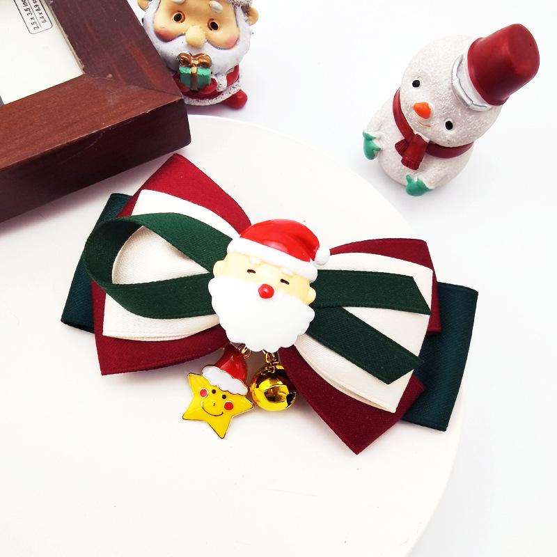 

Retro Christmas Bow Hair Clip - Festive Santa Tree Accessory for Autumn/Winter Fish Mouth Clip