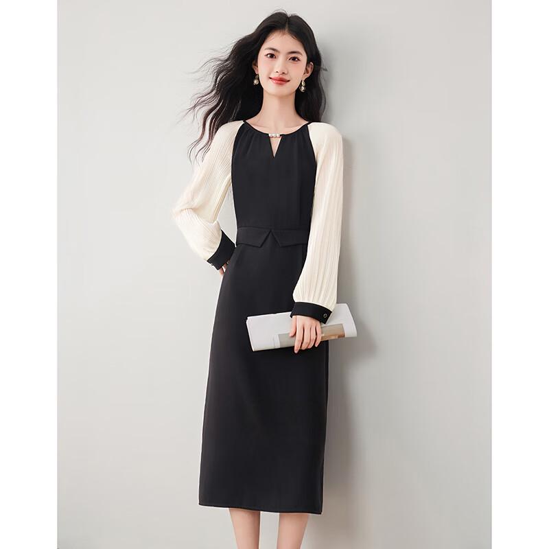 Elegant Beaded Round Neck Faux Two-Piece A-Line Dress