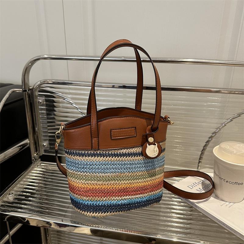 Woven Messenger Bag Bag Women's Summer New Versatile Shoulder Bucket Bag