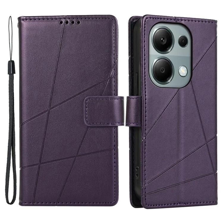 DF-06 For Xiaomi Redmi Note 13 Pro 4G / Poco M6 Pro 4G Case Line Imprinted Leather Phone Cover