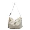 Large capacity canvas bag, women's versatile casual lazy style commuter bag, light pleated single shoulder messenger tote bag